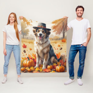 Anatolische Herdershond in herfstbladeren Thanksgi Fleece Deken