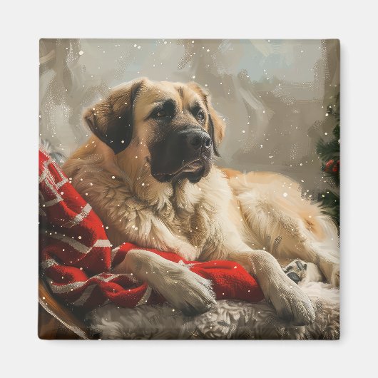 Anatolische Herdershond Kerst Feestelijk Magneet (Voorkant)