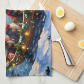 Anatolische Herdershond Kerstboot Vakantie Theedoek (Quarter Fold)
