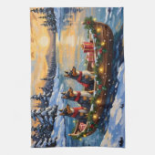 Anatolische Herdershond Kerstboot Vakantie Theedoek (Verticaal)