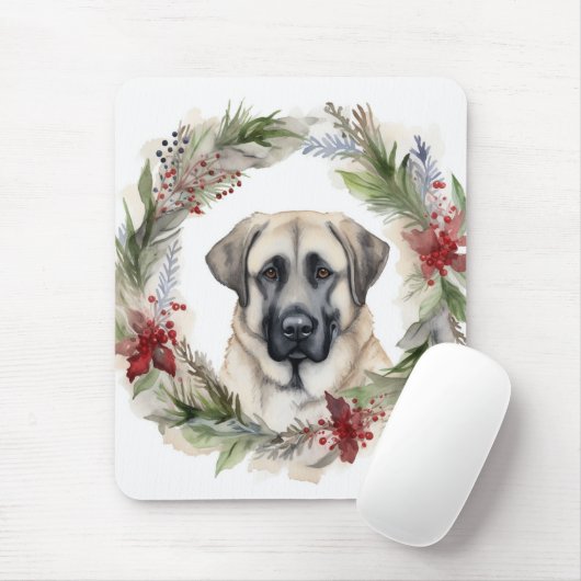 Anatolische Herdershond Kerstkrans Festieve Pup Muismat (Met muis)