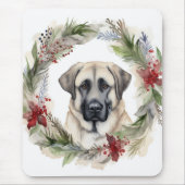 Anatolische Herdershond Kerstkrans Festieve Pup Muismat (Voorkant)