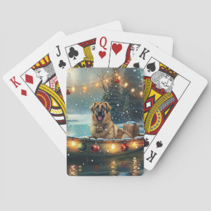 Anatolische Herdershond Kerstmis Feestelijke Reis Pokerkaarten