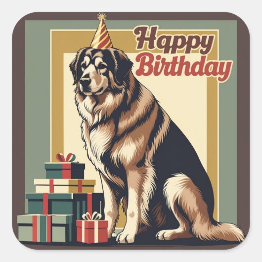 Anatolische herdershond kleurrijk vierkante sticker (Voorkant)