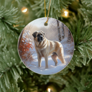 Anatolische Herdershond Laat het Sneeuwen Kerstmis Keramisch Ornament