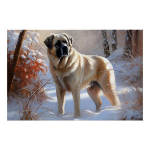 Anatolische Herdershond Laat het Sneeuwen Kerstmis Perfect Poster