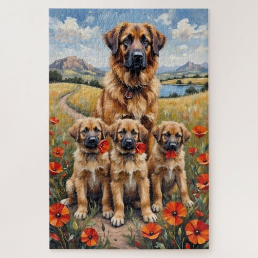 Anatolische Herdershond Papaver Veld Kunst Legpuzzel (Verticaal)