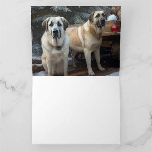 Anatolische Herdershond Sneeuw Kerstslede Decorati Kaart (Binnen)