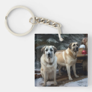 Anatolische Herdershond Sneeuw Slede Kerst Decorat Sleutelhanger