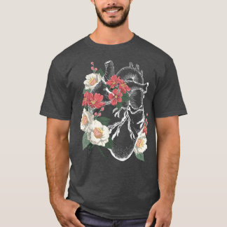 Anatomical Heart and Flowers Anatomy Heart Cute Ca T-shirt