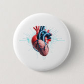 Anatomical Heart - Artistic Medical Illustration Ronde Button 5,7 Cm (Voorkant)