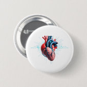 Anatomical Heart - Artistic Medical Illustration Ronde Button 5,7 Cm (Voorkant /achterkant)