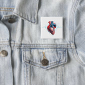 Anatomical Heart - Artistic Medical Illustration Vierkante Button 5,1 Cm (In situ)