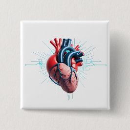 Anatomical Heart - Artistic Medical Illustration Vierkante Button 5,1 Cm