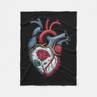 Anatomical Heart Botanical Bloom Biology Rose Vale Fleece Deken