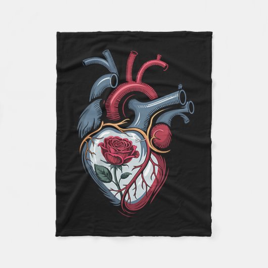 Anatomical Heart Botanical Bloom Biology Rose Vale Fleece Deken (Voorkant)