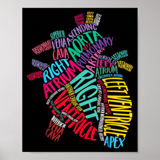 Anatomical Heart Design Cardiac Cardiovascular Icu Poster (Voorkant)