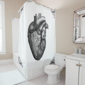 Anatomical Heart Diagram Gothic Black Douchegordijn (In situ)