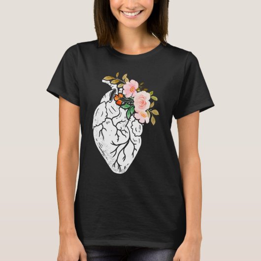 Anatomical Heart Flowers Cardiologist Surgeon Surv T-shirt (Voorkant)
