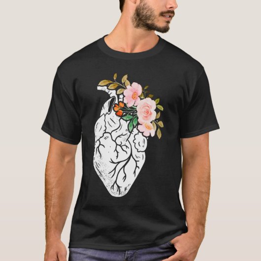 Anatomical Heart Flowers Cardiologist Surgeon Surv T-shirt (Voorkant)