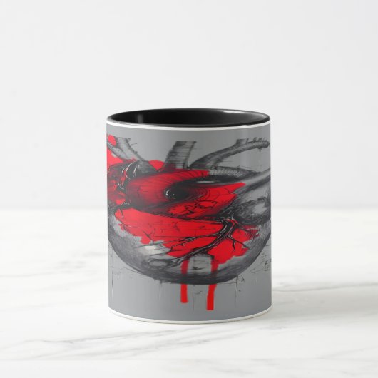 Anatomical Heart Sketch Trash Polka Art Mug Mok (Midden)