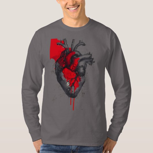 Anatomical Heart Trash Polka Art Long Sleeve T-shirt (Voorkant)