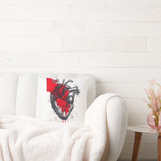 Anatomical Heart Trash Polka Art Pillow Kussen (Bank)