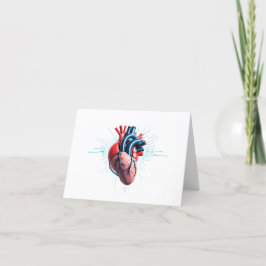 Anatomical Heart with EKG - Medical Art Design Bedankkaart