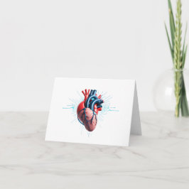 Anatomical Heart with EKG - Medical Art Design Bedankkaart