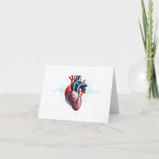 Anatomical Heart with EKG - Medical Art Design Bedankkaart (Voorkant)