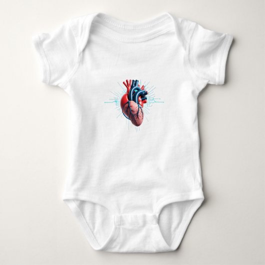 Anatomical Heart with EKG - Medical Art Design Romper (Voorkant)