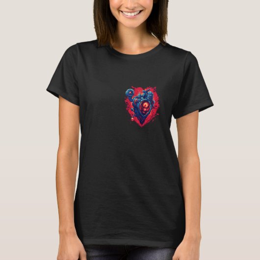 Anatomical Mechanical Heart with Laser Gun Cyberpu T-shirt (Voorkant)