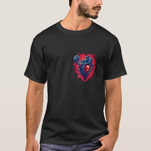Anatomical Mechanical Heart with Laser Gun Cyberpu T-shirt (Voorkant)