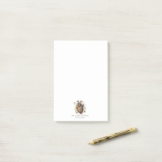 Anatomical Red Heart Illustration Medical Post-it® Notes (Op bureau)