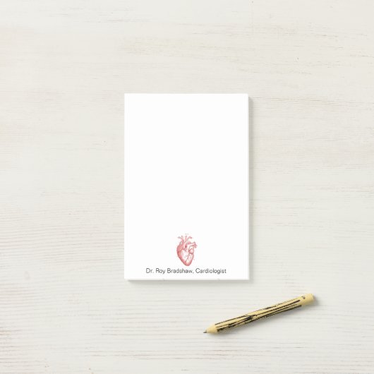 Anatomical Red Heart Illustration Medical Post-it® Notes (Op bureau)