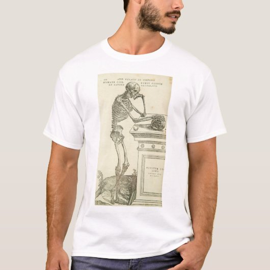 Anatomie Andreas Vesalius Skeleton T-shirt (Voorkant)