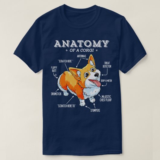 Anatomie Corgi Hond T-shirt (Design voorkant)