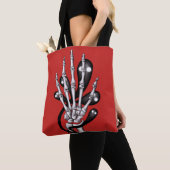 Anatomie Gothic van Red Skeleton Hand Spooky Tote Bag (Dichtbij)