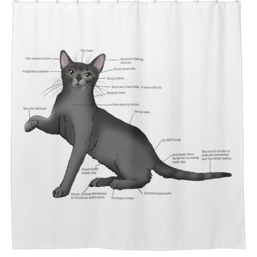 Anatomie Kat Grappig Douchegordijn (Voorkant)