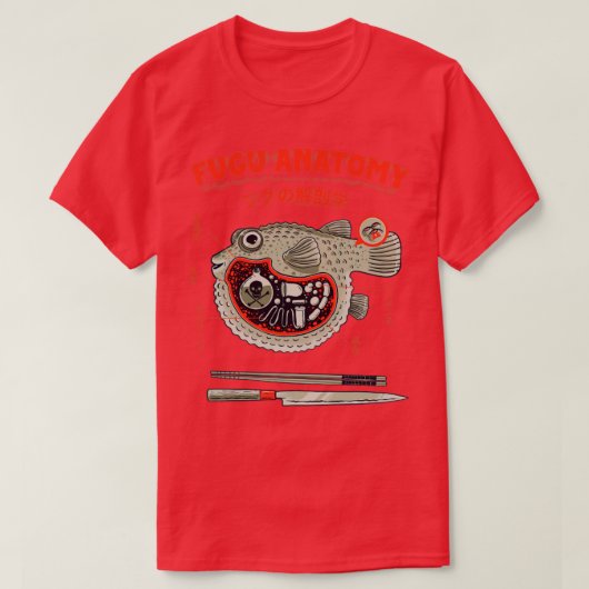 Anatomie met Pufferfish T-shirt (Design voorkant)