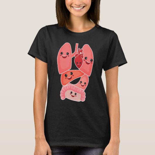 Anatomie Physiology Heart Lungs Vital Organs Illus T-shirt (Voorkant)