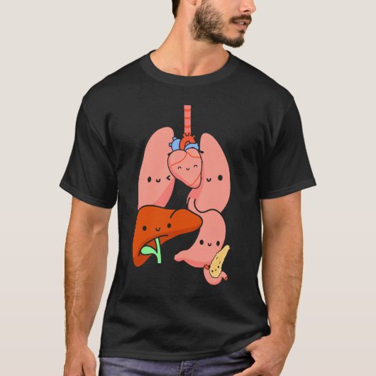 Anatomie Physiology Heart Lungs Vital Organs Illus T-shirt (Voorkant)