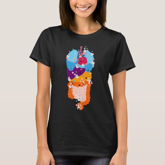 Anatomie Physiology Heart Lungs Vital Organs Illus T-shirt (Voorkant)