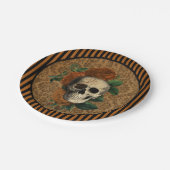 anatomie | Schedel met Rozen Halloween Papieren Bordje (Gekanteld)