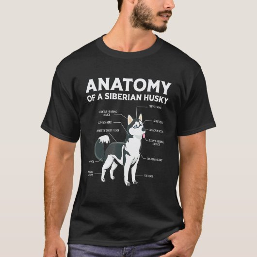 Anatomie Siberische Husky Hond T-shirt (Voorkant)