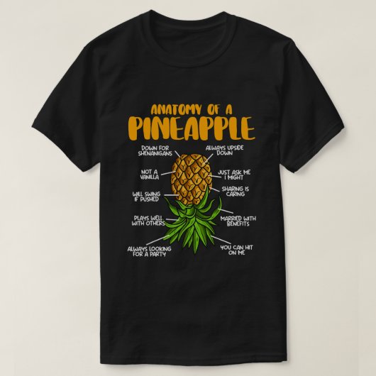Anatomie van ananas swinger ondersteboven ananas t-shirt (Design voorkant)
