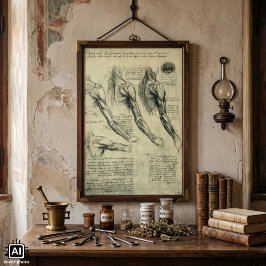 Anatomie van arm en schouder door Leonardo da Vinc Poster