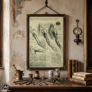 Anatomie van arm en schouder door Leonardo da Vinc Poster
