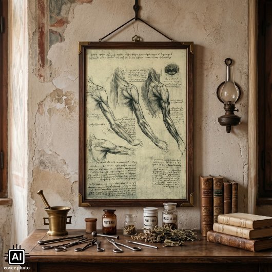Anatomie van arm en schouder door Leonardo da Vinc Poster