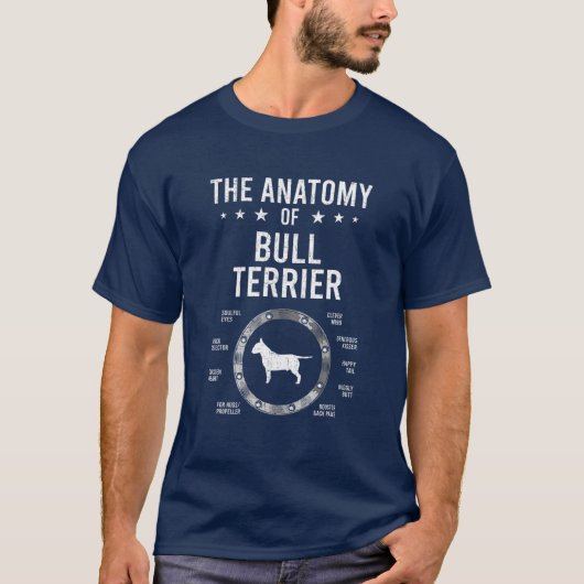 Anatomie van Bull Terrier-Hondenliefhebber T-shirt (Voorkant)